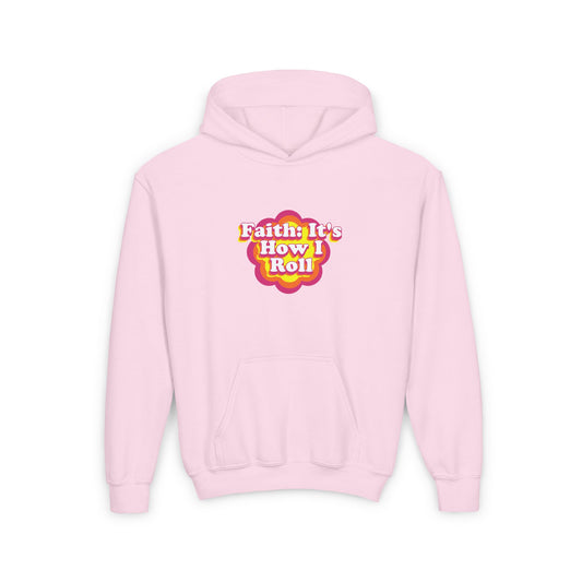 Faith: It's How I Roll ( Pink/Orange)Youth Heavy Blend Hooded Sweatshirt